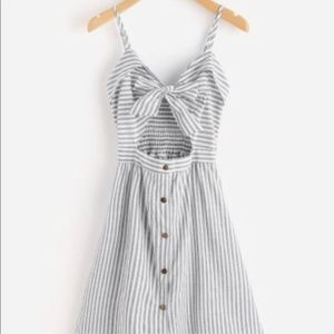 Tie Front Peep Hole Stripe Dress